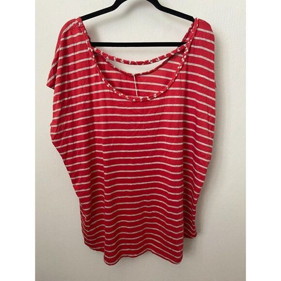 Two Vince Camuto T-Shirt Orange & Gray Striped Short Sleeve Knit Top Siz… - Picture 9 of 10